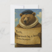 Carte De Remerciements Exit, pursued by a bear Shakespeare quote bear (Devant)