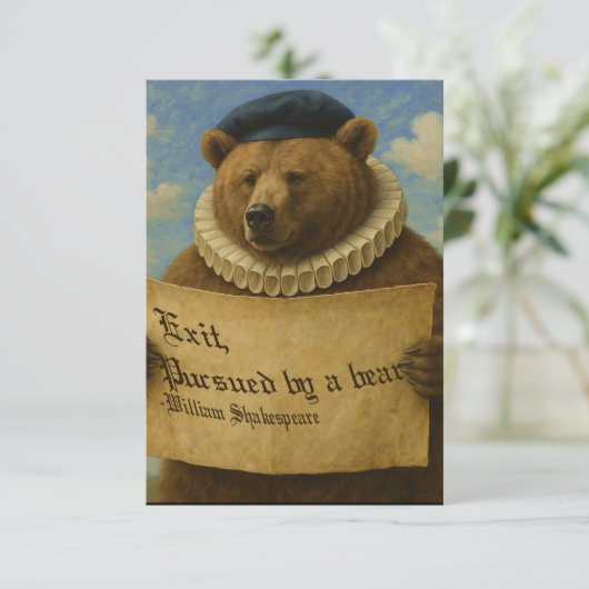Carte De Remerciements Exit, pursued by a bear Shakespeare quote bear (Debout devant)