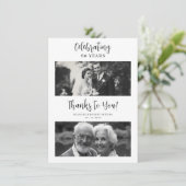 Carte De Remerciements Exquisite Black White Elegant Wedding Anniversarie (Debout devant)