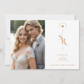 Carte De Remerciements Exquisite Chic Minimalist Golden Wedding Initials (Devant)
