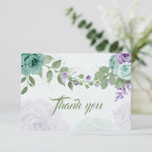 Carte De Remerciements extraordinaire fleurs bleu violet vert botanique q