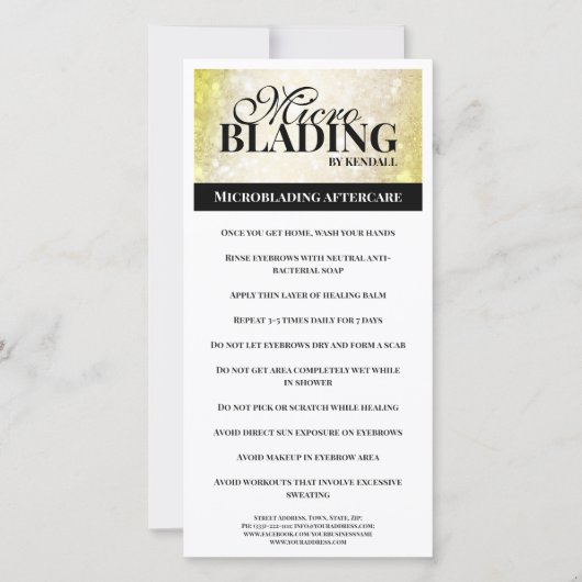 Carte De Remerciements Eyebrow Afcare Simple Black Gold Instruction (Devant)