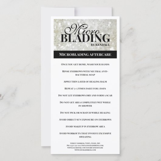 Carte De Remerciements Eyebrow Aftercare Simple Black Platina Instruction (Devant)