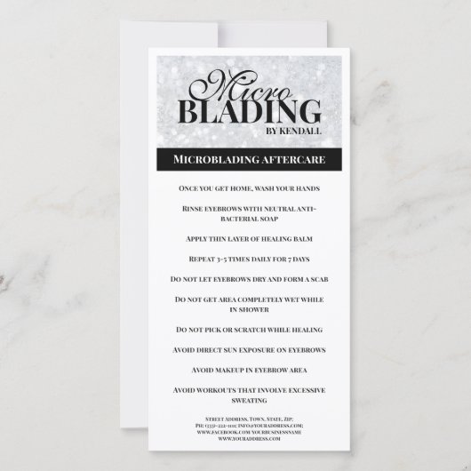 Carte De Remerciements Eyebrow Aftercare Simple Black Silver Instruction (Devant)