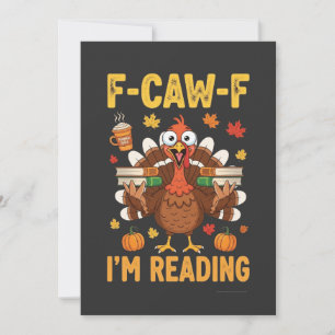 Carte De Remerciements F-Caw-F Je lis des livres de dinde pour Thanksgivi