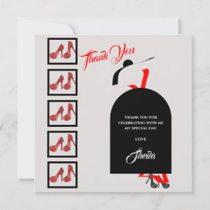 Carte De Remerciements Fab Silhouette Chaussures Glam Rouge Noir Photo An