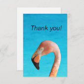 Carte De Remerciements Face flamingo rose contre eau bleue sur (Devant / Derrière)