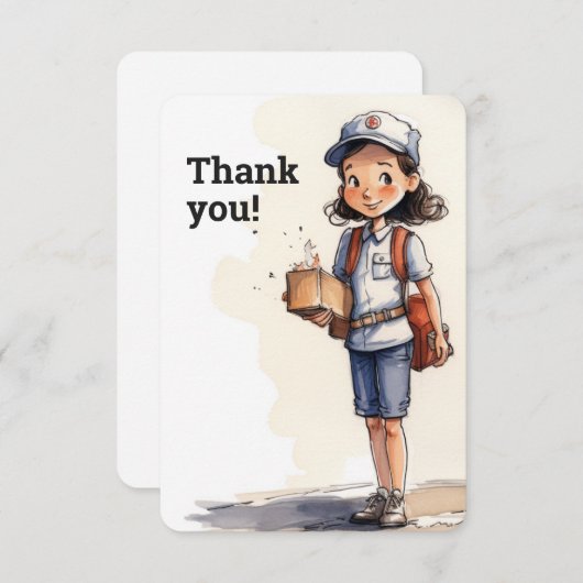 Carte De Remerciements Factrice  (Devant / Derrière)