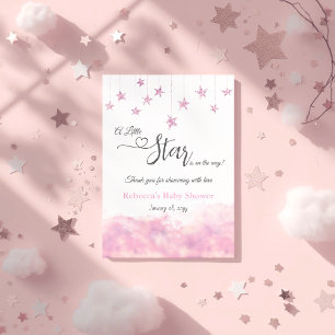 Carte De Remerciements Faire dodo Petite Étoile Fille Baby Shower Rose