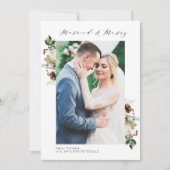 Carte De Remerciements faire part de mariage de fêtes cadre floral photo (Devant)