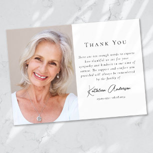 Carte De Remerciements Faire part de sympathie pour funérailles avec phot