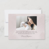 Carte De Remerciements Faire texture rose écriture bébé naissance deux ph (Dos)