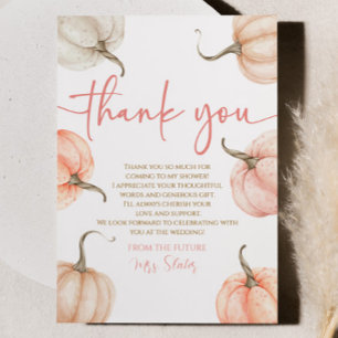 Carte De Remerciements Faire un mariage d'automne rose orange citrouille