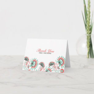 Carte De Remerciements fairepartfloralpaisley, Merci, ÉMILIE ET JEAN