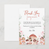 Carte De Remerciements Fairy Birthday, Enchanted Whimsical Garden Forest (Devant / Derrière)