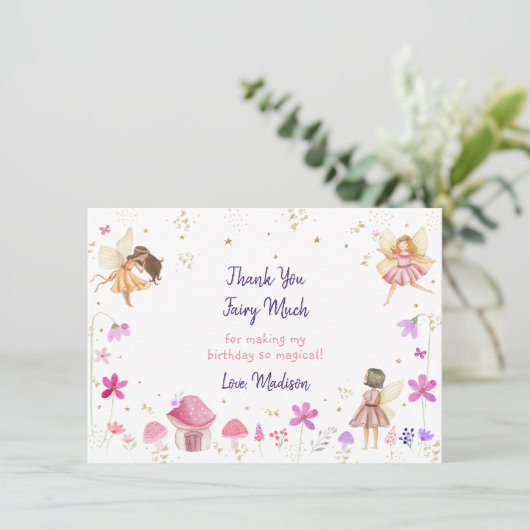Carte De Remerciements Fairy Garden Floral Anniversaire (Debout devant)