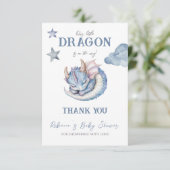 Carte De Remerciements Fairytale Dreamy Blue Dragon Baby Shower (Debout devant)