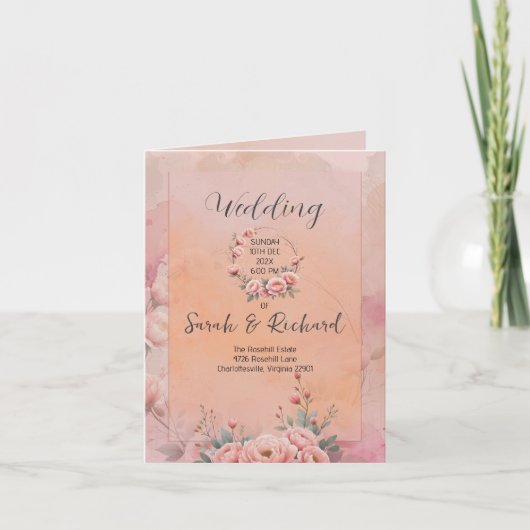 Carte De Remerciements Fairytale Garden Blush Pink Folded Wedding Program (Devant)