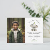 Carte De Remerciements Fais un pas dessus, éléphant mignon, photo d'anniv (Debout devant)