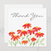 Carte De Remerciements Faisceaux d'aquarelle rouge (Devant / Derrière)