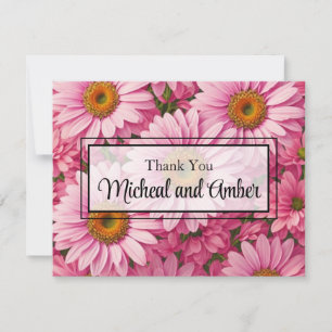 Carte De Remerciements Faisceaux rose rose printanière rose pâle margueri