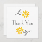 Carte De Remerciements Faisée jaune et gris (Devant / Derrière)