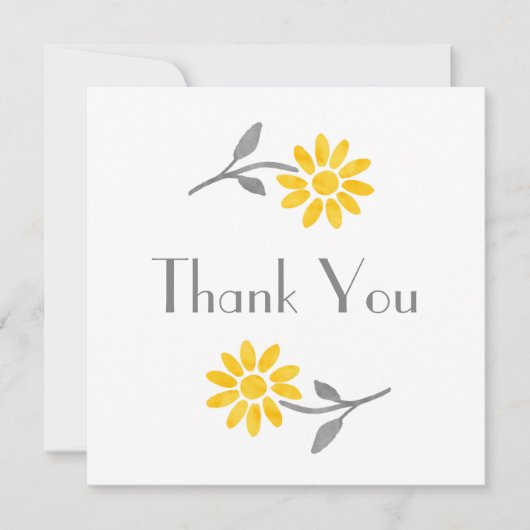 Carte De Remerciements Faisée jaune et gris (Devant)