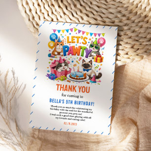 Carte De Remerciements Faisons la Fête au Chat 5ème Anniversaire Joyeux