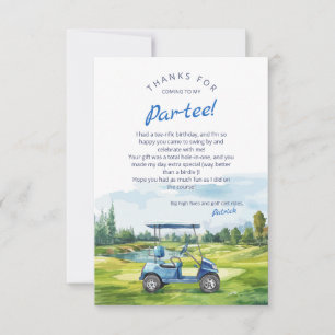 Carte De Remerciements Faisons la fête au golf pour un anniversaire bleu