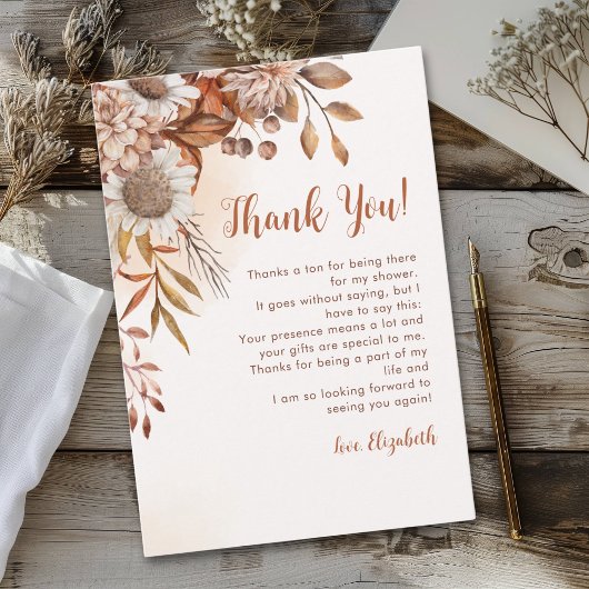 Carte De Remerciements Fall in Love Fall Bridal Shower