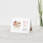 Carte De Remerciements Fall Pumpkin Stroller Floral Baby Shower Folded (Devant)