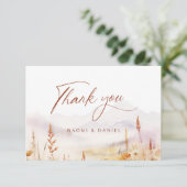 Carte De Remerciements Fall Watercolor Wildflower Mountain Rustic Wedding (Debout devant)