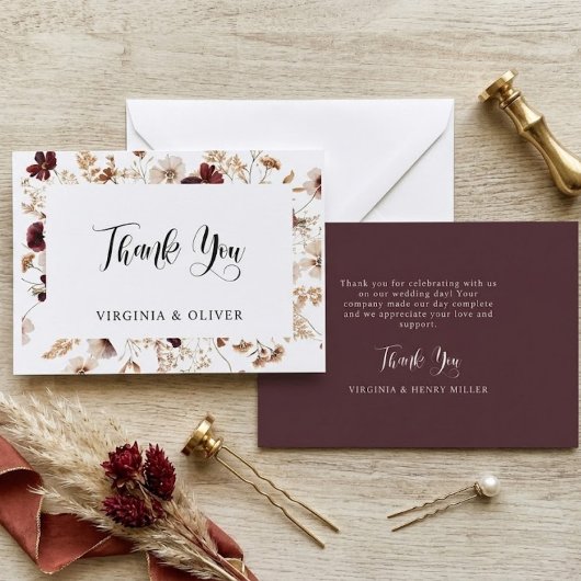 Carte De Remerciements Fall Wildflowers Floral Wedding