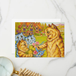 Carte De Remerciements Famille dans le jardin par Louis Wain