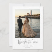 Carte De Remerciements Fancy Minimalist Simple Gray Calligraphy Wedding  (Devant)