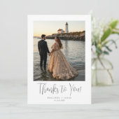 Carte De Remerciements Fancy Minimalist Simple Gray Calligraphy Wedding  (Debout devant)