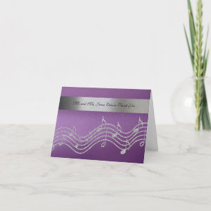 Carte De Remerciements Fancy Purple Silver Metallic Music Photo