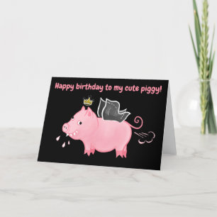Carte De Remerciements Fantaisie de cochon personnage texte anniversaire