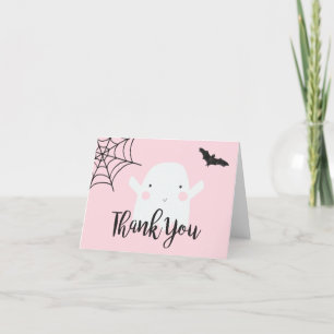 Carte De Remerciements Fantôme rose Baby shower d'Halloween