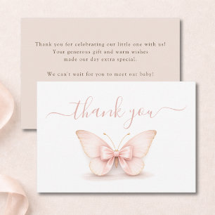 Carte De Remerciements Fard à Joues Petit Papillon Luxe Fille Baby Shower