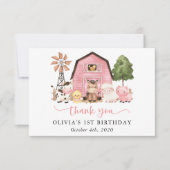 Carte De Remerciements Farm Animals, Cute Animals, Barn, First Birthday (Devant)