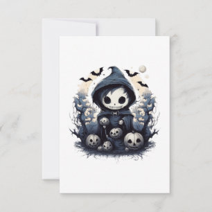 Carte De Remerciements Faucheur Chibi encapuchonné Halloween - Fan Dark W