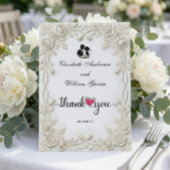 Carte De Remerciements Faux 3D Embossed Cream Roses Plaster