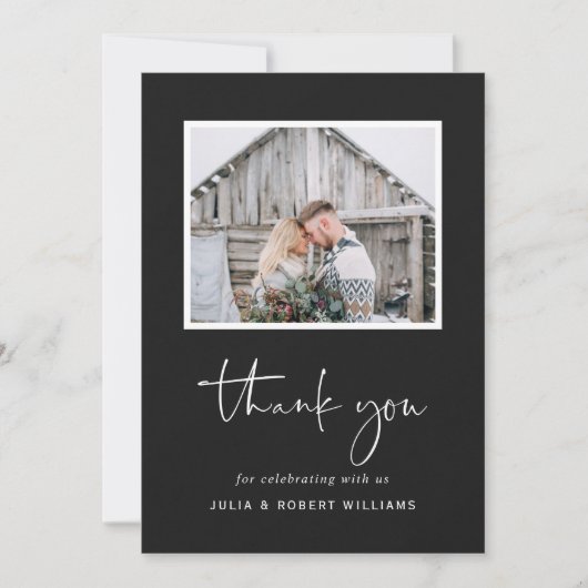 Carte De Remerciements Faux Black Kraft Rustic Mariage 2 Photo (Devant)