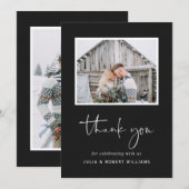 Carte De Remerciements Faux Black Kraft Rustic Mariage 2 Photo (Devant / Derrière)