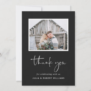Carte De Remerciements Faux Black Kraft Rustic Mariage 2 Photo