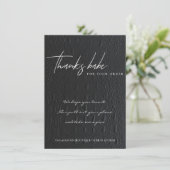 CARTE DE REMERCIEMENTS FAUX BLACK LEATHER ENTREPRISE LOGO (Debout devant)