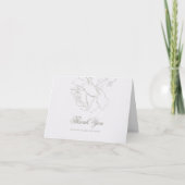 Carte De Remerciements Faux Embossed Roses Classic Formal Wedding Pearl (Devant)