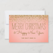 Carte De Remerciements Faux Glittery Rose Gold Noël (Devant)