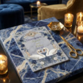 Carte De Remerciements Faux Gold Arch Navy Blue Swan Marble Effect